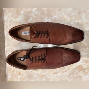 Steve Madden Dowser, Brown Leather Wingtip Derby Oxfords